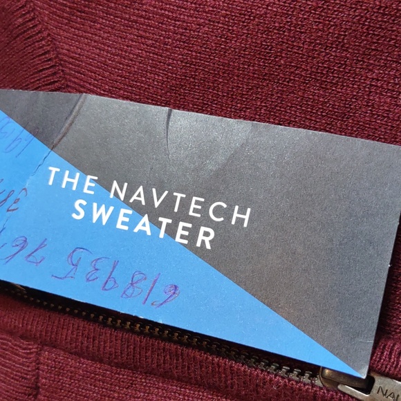 NWT Nautica XL Navtech Blue Burgundy Stripe Quarter Zip Sweater - Picture 12 of 12